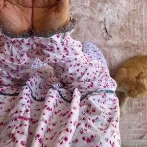 Pink pure cotton prayer dress with lace